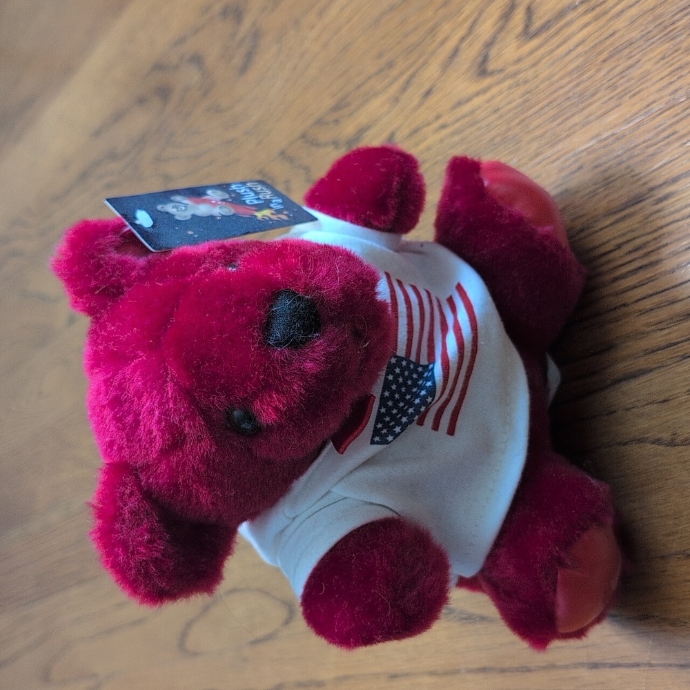 NWT Fourth Of July American Flag Red Bear Stuffed Animal Teddy Bear